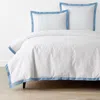 The Company Store Solid Border Classic Cool Cotton Percale Bed Duvet Cover In Blue/white