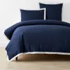 The Company Store Solid Border Classic Cool Cotton Percale Duvet Cover In Blue
