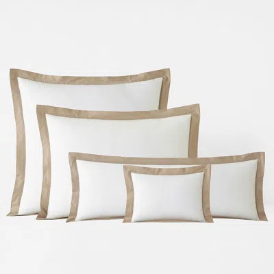 The Company Store Solid Border Classic Cool Cotton Percale Sham In Beige/brown/white