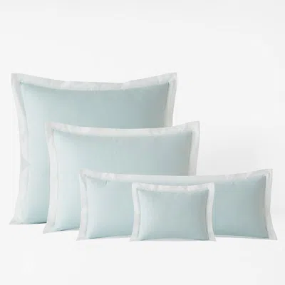 The Company Store Solid Border Classic Cool Cotton Percale Sham In Blue/teal/turquoise