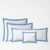 The Company Store Solid Border Classic Cool Cotton Percale Sham In Blue/white