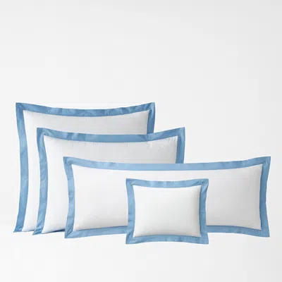 The Company Store Solid Border Classic Cool Cotton Percale Sham In Blue/white