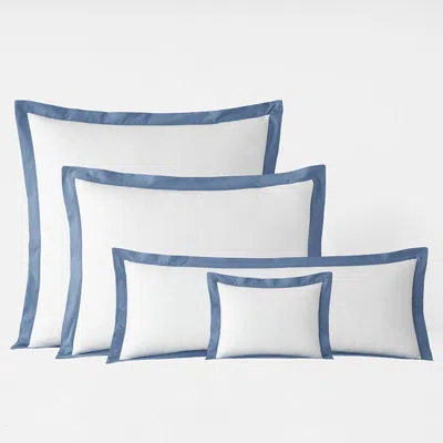 The Company Store Solid Border Classic Cool Cotton Percale Sham In Blue/white