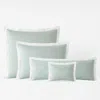 The Company Store Solid Border Classic Cool Cotton Percale Sham In Green/teal/turquoise Blue