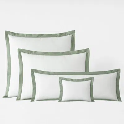 The Company Store Solid Border Classic Cool Cotton Percale Sham In Green/white