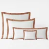 The Company Store Solid Border Classic Cool Cotton Percale Sham In Orange/coral/white