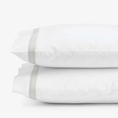 The Company Store Solid Border Premium Cool Supima® Cotton Percale Pillowcase Set In White