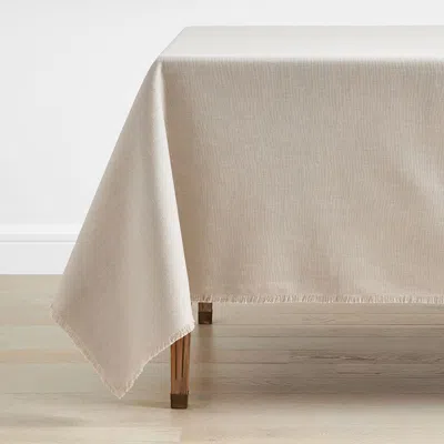 The Company Store Solid Fringe Tablecloth In Beige