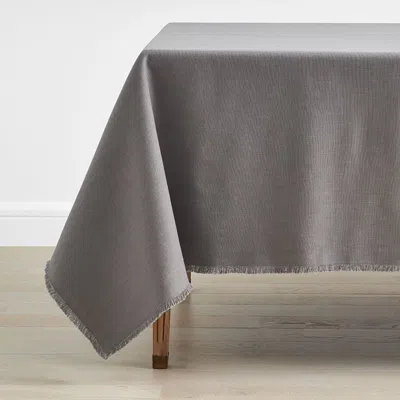 The Company Store Solid Fringe Tablecloth In Gray