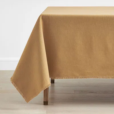 The Company Store Solid Fringe Tablecloth In Orange/coral/yellow