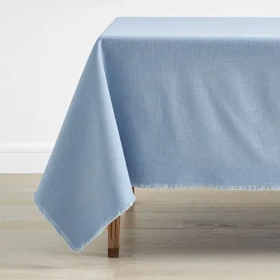 The Company Store Solid Fringe Tablecloth In Pale Blue