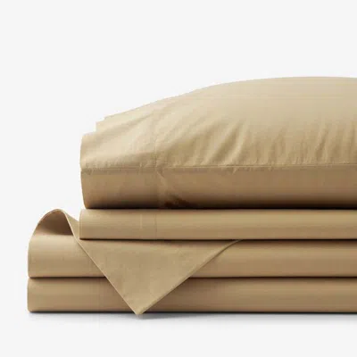The Company Store Solid Garment Washed Cotton Percale Bed Sheet Set In Beige/brown