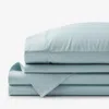 The Company Store Solid Garment Washed Cotton Percale Bed Sheet Set In Cloud Blue