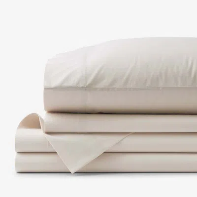 The Company Store Solid Garment Washed Cotton Percale Bed Sheet Set In Ivory