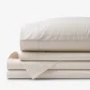 The Company Store Solid Garment Washed Cotton Percale Bed Sheet Set In White