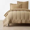 The Company Store Solid Garment Washed Cotton Percale Comforter In Beige/brown