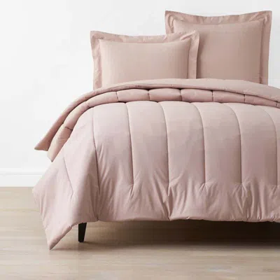 The Company Store Solid Garment Washed Cotton Percale Comforter In Pink
