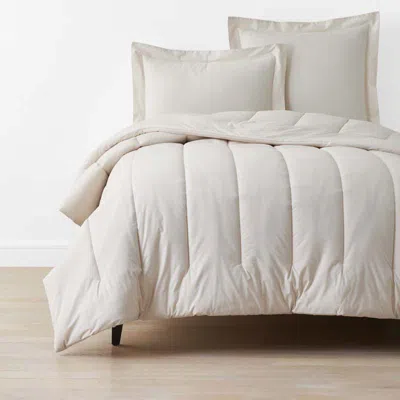 The Company Store Solid Garment Washed Cotton Percale Comforter In White