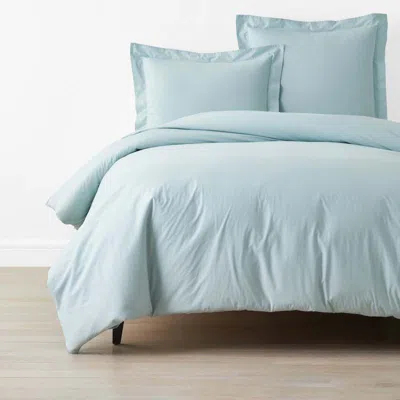 The Company Store Solid Garment Washed Cotton Percale Duvet Cover In Blue