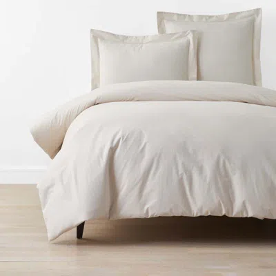 The Company Store Solid Garment Washed Cotton Percale Duvet Cover In Ivory