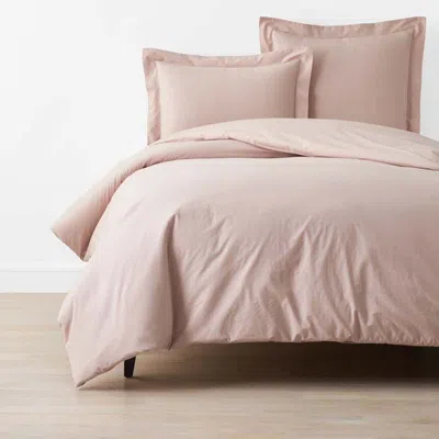 The Company Store Solid Garment Washed Cotton Percale Duvet Cover In Pink