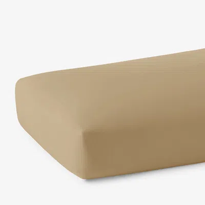 The Company Store Solid Garment Washed Cotton Percale Fitted Bed Sheet In Beige/brown
