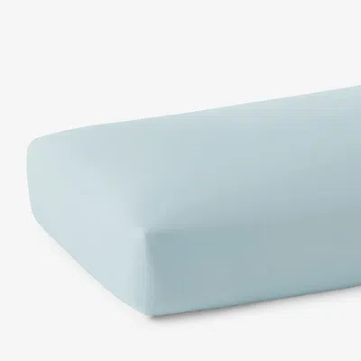 The Company Store Solid Garment Washed Cotton Percale Fitted Bed Sheet In Blue