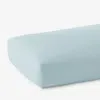 The Company Store Solid Garment Washed Cotton Percale Fitted Bed Sheet In Cloud Blue