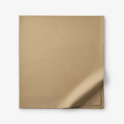 The Company Store Solid Garment Washed Cotton Percale Flat Bed Sheet In Beige/brown