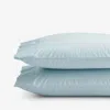 The Company Store Solid Garment Washed Cotton Percale Pillowcase Set In Blue
