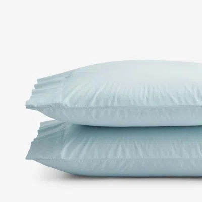 The Company Store Solid Garment Washed Cotton Percale Pillowcase Set In Blue