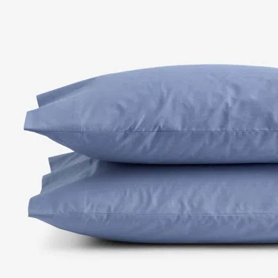 The Company Store Solid Garment Washed Cotton Percale Pillowcase Set In Denim Blue