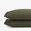 The Company Store Solid Garment Washed Cotton Percale Pillowcase Set In Green