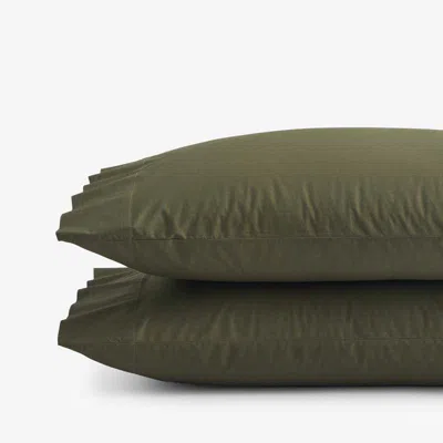 The Company Store Solid Garment Washed Cotton Percale Pillowcase Set In Green