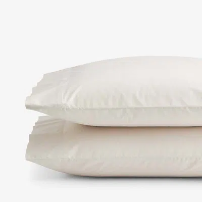 The Company Store Solid Garment Washed Cotton Percale Pillowcase Set In White