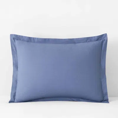 The Company Store Solid Garment Washed Cotton Percale Sham In Denim Blue