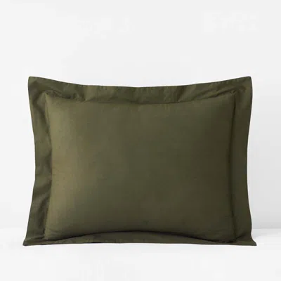 The Company Store Solid Garment Washed Cotton Percale Sham In Green