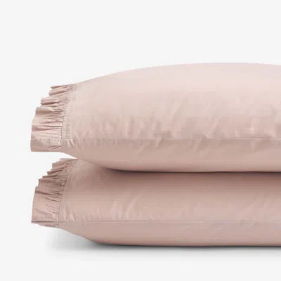 The Company Store Solid Ruffle Garment Washed Cotton Percale Pillowcase Set In Pink