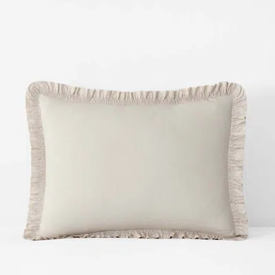 The Company Store Solid Ruffle Garment Washed Cotton Percale Sham In Neutral