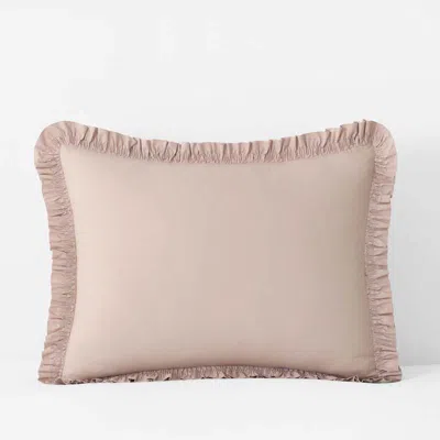 The Company Store Solid Ruffle Garment Washed Cotton Percale Sham In Pink