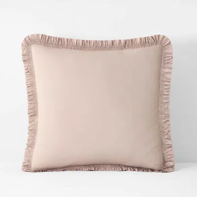 The Company Store Solid Ruffle Garment Washed Cotton Percale Sham In Pink