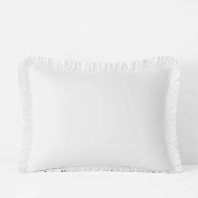 The Company Store Solid Ruffle Garment Washed Cotton Percale Sham In White