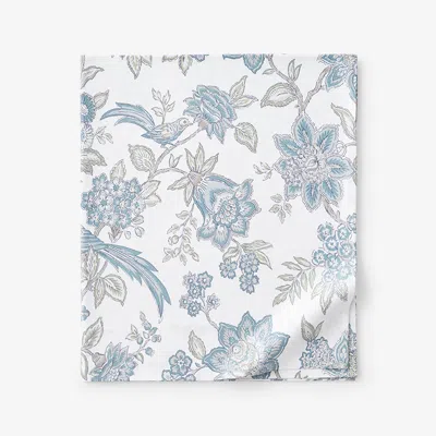 The Company Store Sonita Premium Smooth Sateen Flat Bed Sheet In Blue/gray/ivory