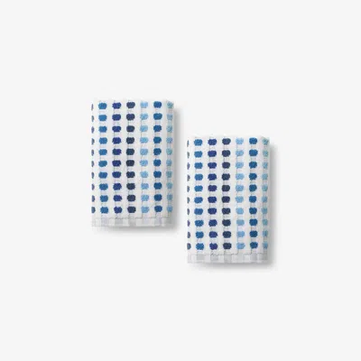 The Company Store Spectrum Washcloths, Geometric, Pattern Print, Set Of 2 In Blue