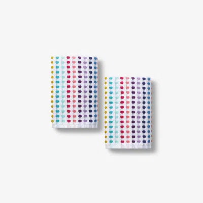 The Company Store Spectrum Washcloths, Geometric, Pattern Print, Set Of 2 In White