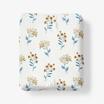 The Company Store Stem Bouquet Classic Cool Cotton Percale Fitted Bed Sheet In White