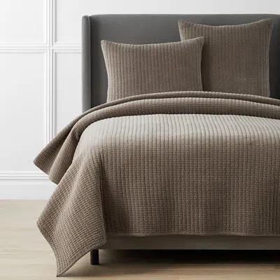The Company Store Straight Stitch Velvet Quilt In Brown