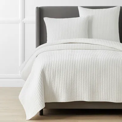 The Company Store Straight Stitch Velvet Quilt In White