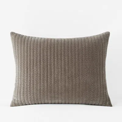 The Company Store Straight Stitch Velvet Quilted Sham In Brown