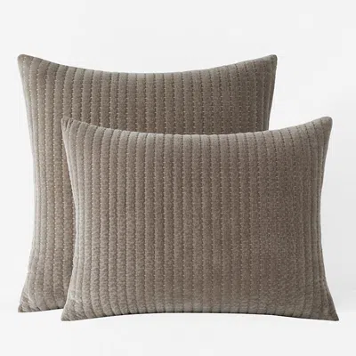 The Company Store Straight Stitch Velvet Quilted Sham In Brown